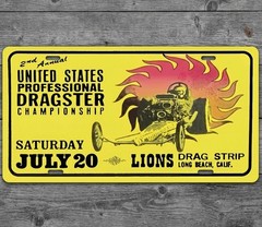 Lions Drag Strip Dragster Championship 6 x 12 Novelty Aluminum License Plate USA