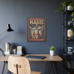 Retro MAGIC Wall Art, Vintage Magician Poster, Illusionist Decor, Slight Of Hand