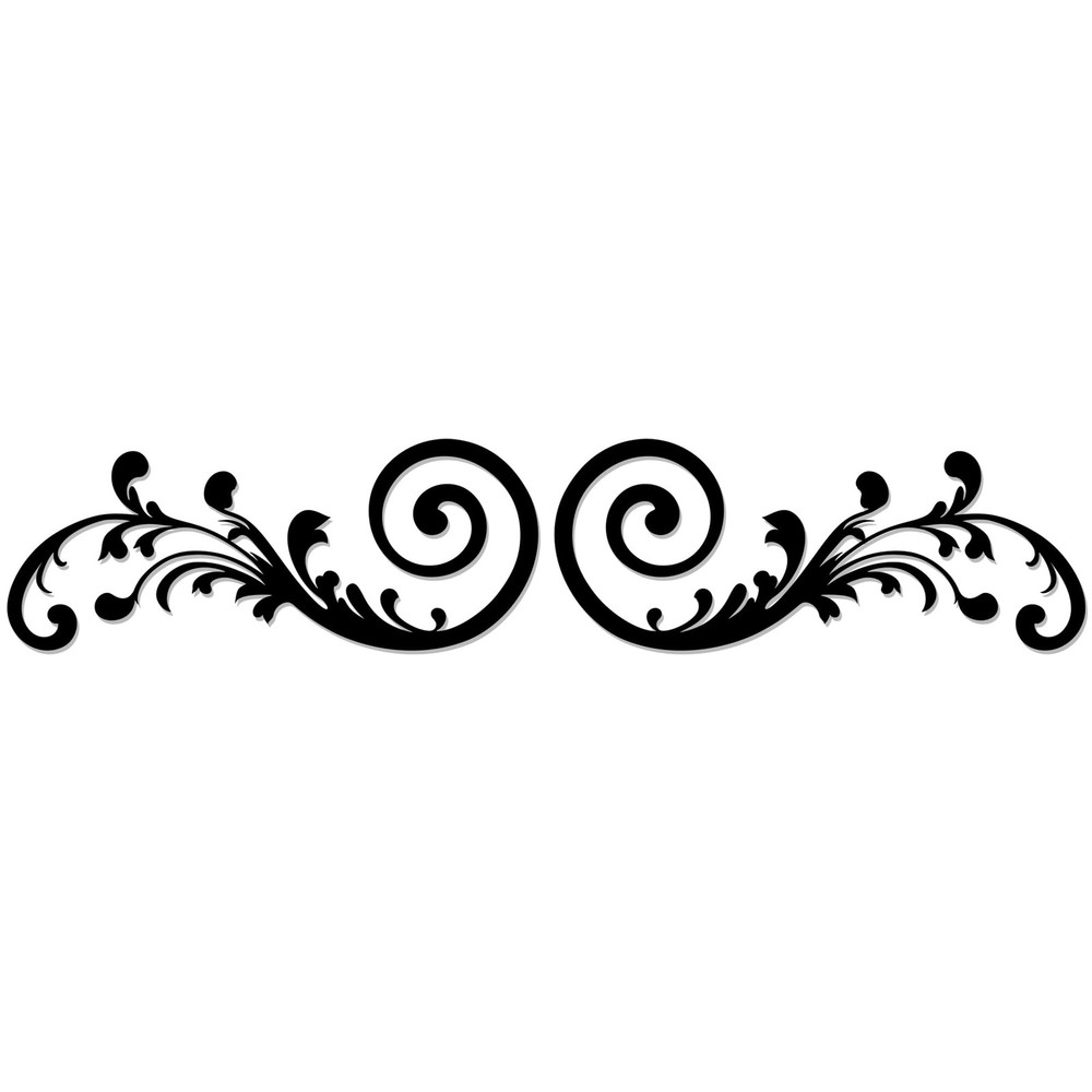 2PC Black Wrought Iron Horizontal Scroll Wall Medallion for Home