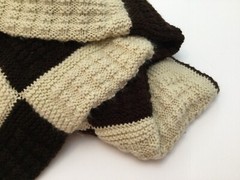 AFGHAN – LARGE – Hand Knit – 58″ X 45″ – Brown and Cream – Machine Wash &Dry