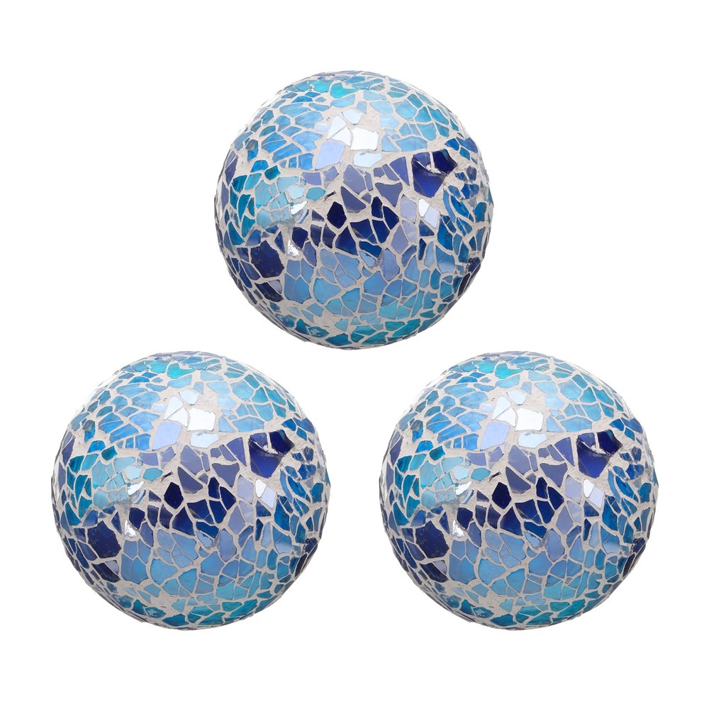 3Pcs Decorative Glass Balls 2.36 Inch Orbs Centerpiece Balls Bright Blue