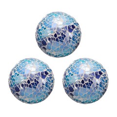 3Pcs Decorative Glass Balls 2.36 Inch Orbs Centerpiece Balls Bright Blue