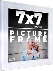 7×7 Frame Silver Real Wood Picture Frame Width 0.75 inches | Interior Frame Dept