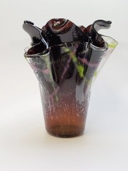Fused Glass Sienna and Stripes Vase Functional Art Glass Gift OOAK