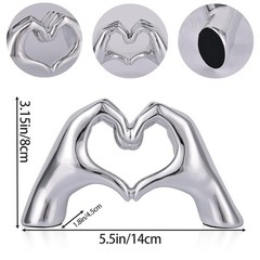 Silver Heart Hand Decorative Sculpture, Room Home Decor Aesthetics for Office…