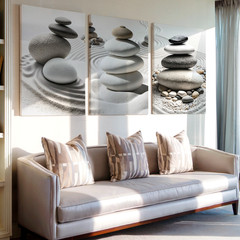 3 Pieces Zen Stone Balance Sand Patterns Tranquil Large Wall Art for Set Of 3