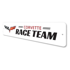 Corvette Race Team Sign Man Cave Chevy Garage Metal Personalized Wall Decor
