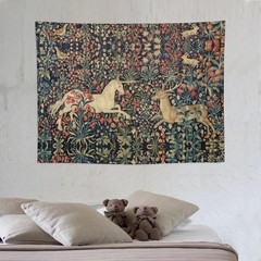 Extra Large Tapestry Wall Hanging Art Poster Background Medieval Revival Deer