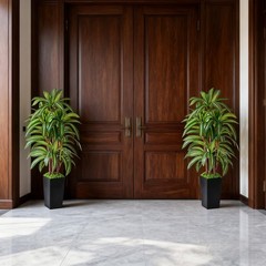 Artificial Dracaena Tree with Lights, 5Ft Fake Plants Black Tall Planter Indoor