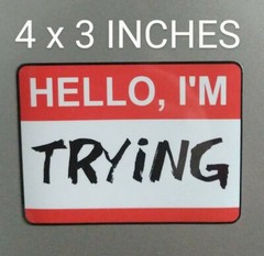 4″ Hello I’m Trying Name Tag Decal Printed Vinyl Sticker Funny Doing My Best