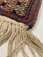 Vintage 12”x18” Woven Fringed High Pile Tiny Rug Wall Hanging Ethnic Boho Decor