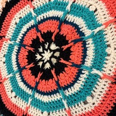 Handmade Crochet Round Area Rug Boho Mandala Circles Acrylic 52″