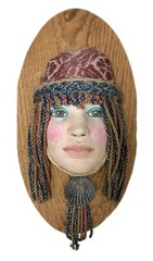 Woman Folk Art Girl Traveler Ethnic Boho Tribal Nomad Head Wall Plaque