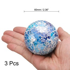 3Pcs Decorative Glass Balls 2.36 Inch Orbs Centerpiece Balls Bright Blue