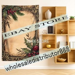 Holly Border tapestry rustic writing holiday decor indoor wall 59X82 in