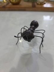 Cast Iron Ant sculptures 5″ Long Metal Wire Legs Black Figures