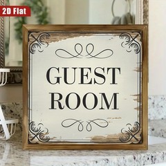 Farmhouse Vintage Guest Room Wooden Sign Ornate Border Bedroom Wall Art Gift