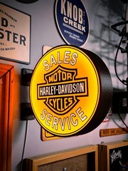 Harley-Davidson Sales Service Round LED Light Box RGB Option