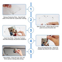 2PCS Car Sun Visor Photo Clips, Acrylic Universal Magnetic Transparent Frames.