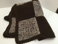 AFGHAN – LARGE -Hand Knit- 56″ X 45″ – Brown & Gray/Brown Mix- Machine Wash &Dry