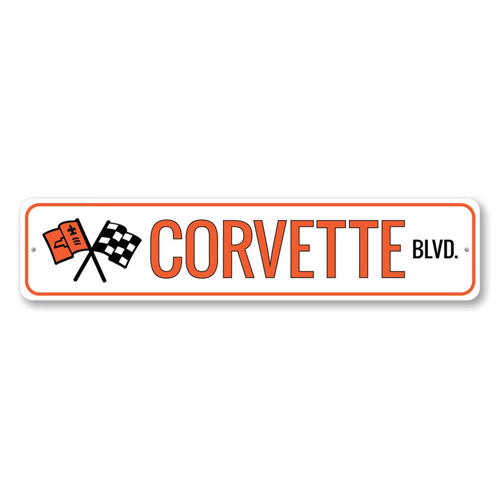 Corvette BLVD Chevy Street Sign Aluminum Personalized Custom Garage Man’s Cave