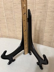 Variety of 5 Easel Stands/Plate Displays – Brass, Wood, Plastic
