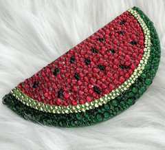 Bedazzled Glass Rhinestone Watermelon Wooden Decor