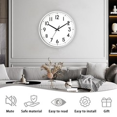 Wall Clock Battery Operated,,wall Clock 8Inch Silent Non-Ticking 8 inch Silver