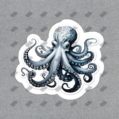 Unique Octopus Vinyl Sticker Waterproof Decal for Laptops, Water #138104