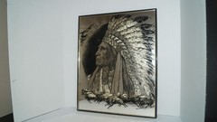 BEAUTIFUL 20.3″ T x 16.2″ W NATIVE AMERICAN INDIAN CHIEF WALL MIRROR -SUNWEST 94