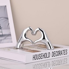 Silver Heart Hand Decorative Sculpture, Room Home Decor Aesthetics for Office…