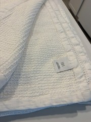 Restoration Hardware King 100% Cotton White Blanket Chunky Waffle Weave #3549239