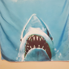 JAWS – 2×3 foot tapestry – movie banner wall flag fabric poster – shark!
