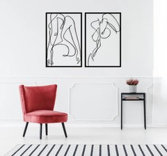 Minimalist Female Body Metal Wall Art Set of 2 Feminine Line Art Bedroom Decor