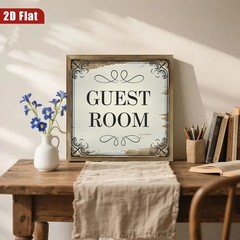 Farmhouse Vintage Guest Room Wooden Sign Ornate Border Bedroom Wall Art Gift