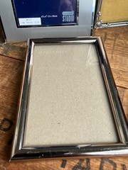 Vintage lot of 5 various silver and leather empty picture frames.