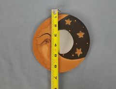 Vintage Celestial Crescent Moon Stars Mirror 6in Hand Painted Whimsigoth 90s