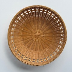 Vintage Woven Bamboo Fruit Basket Medium Boho Lattice Detail Handcrafted