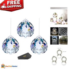 Set of 3 Crystal Prism Suncatchers – 40mm Hanging Decor for All Occasions