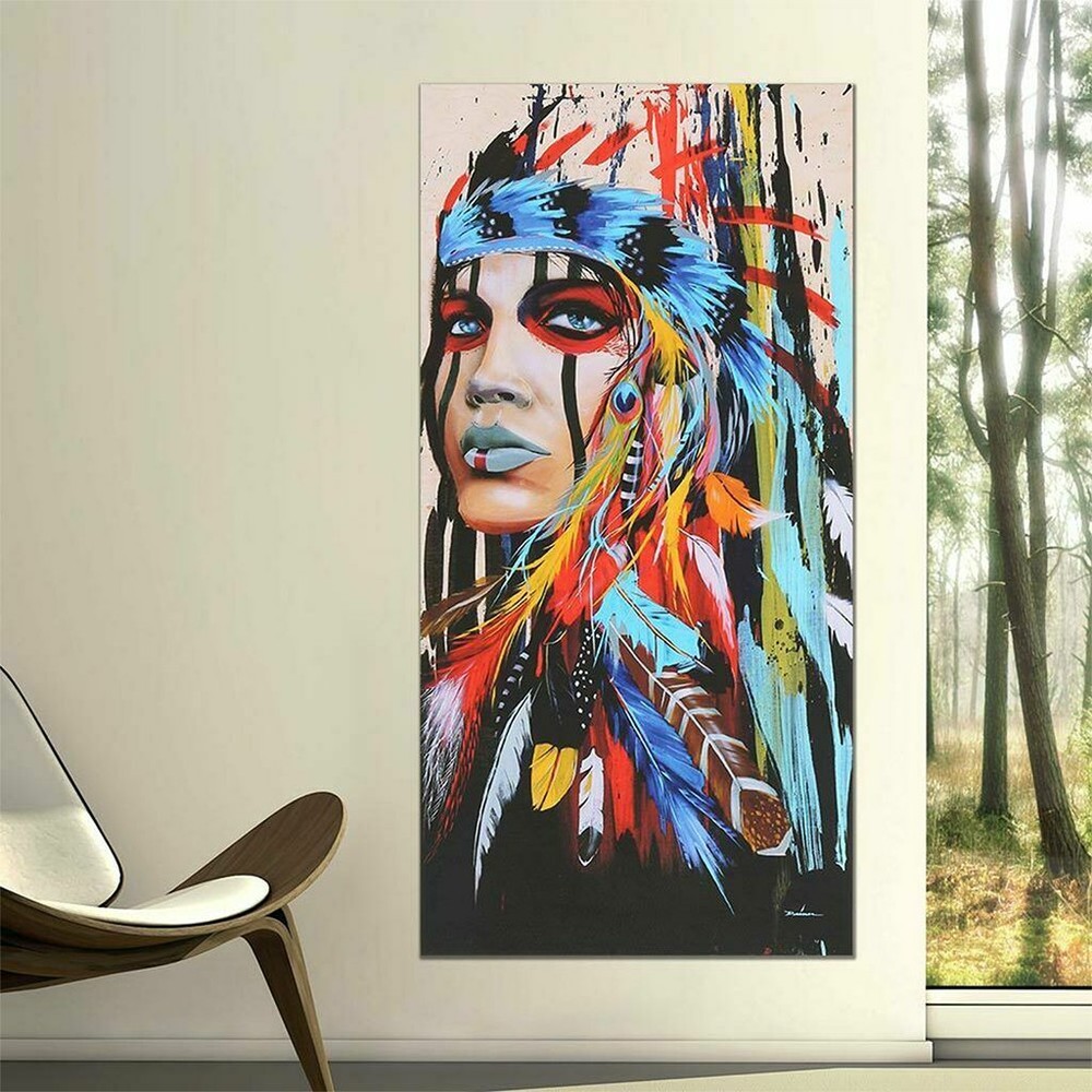Art Decor Abstract Indian Woman Canvas Oil Painting Print Picture Home Wall Hang