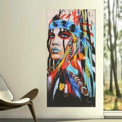 Art Decor Abstract Indian Woman Canvas Oil Painting Print Picture Home Wall Hang