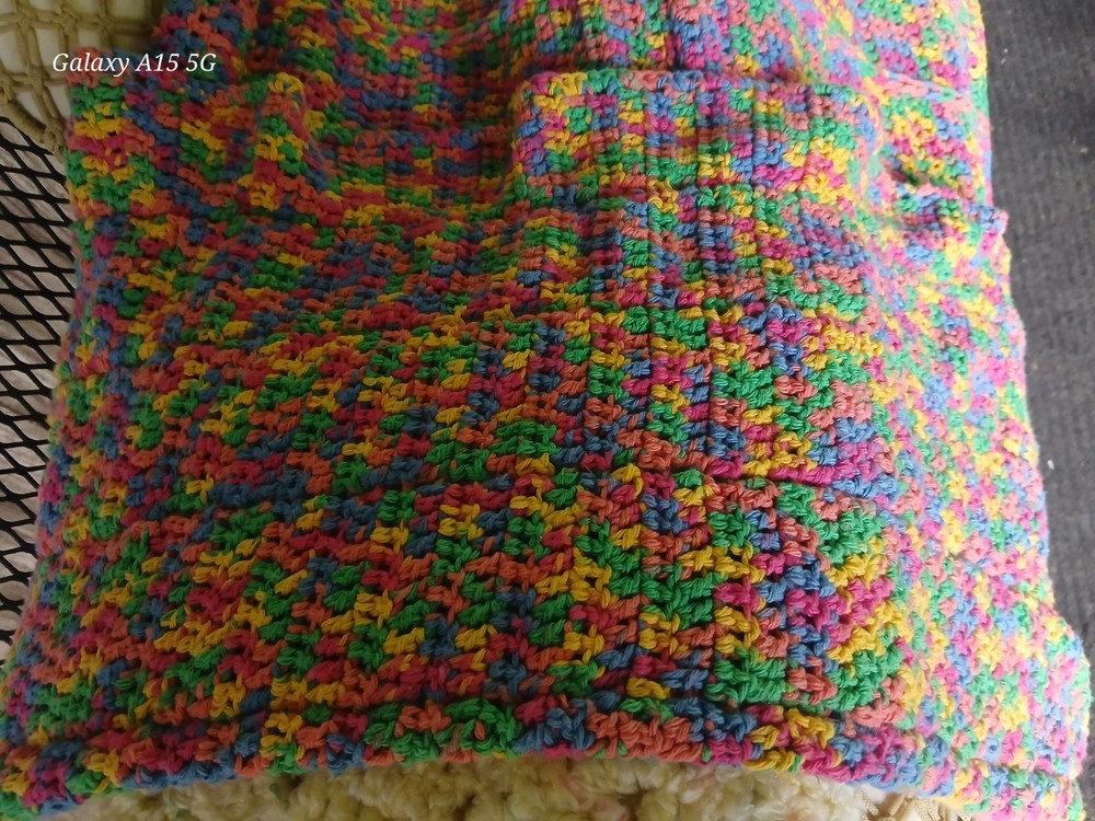 Handmade Multicolor Granny Square Crochet Sofa Throw Blanket, Rectangle