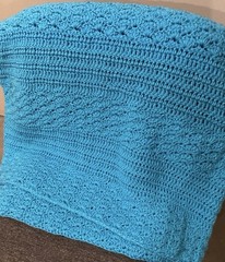 Homemade Aqua Crochet Afghan New Acrylic Machine Wash 59”x 64”