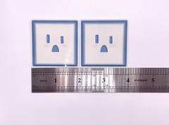 TWO 2 By 2 Vinyl Power Outlet Face Sticker Original Art Water Resistant