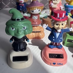Lot Of 13 Solar Powered Dancing Figures Halloween Patriotic Christmas & More