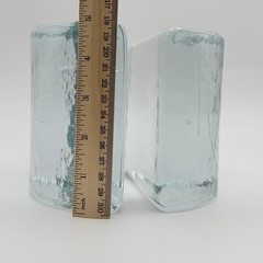 Vintage Blenko Art Glass Bookends Pair Mid Century Modern MCM 1960s Ice Cubes