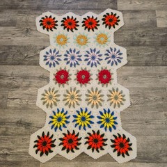 Vintage floral Crocheted Blanket Crochet Throw Afghan cozy colorful Handmade