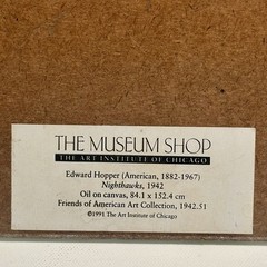 Vintage Edward Hopper Nighthawks Wood Art Plaque Art Institute Chicago 6.5×11.5