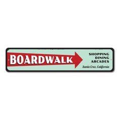 Boardwalk Sign, Personalized Beach Location Sign, Shopping Dining – Aluminum