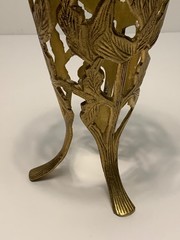 Vintage Brass Floral Design Vase Holder 6.5 in.